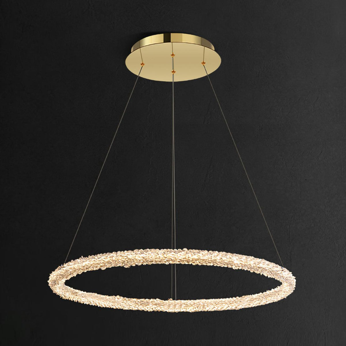 Candeeiro de teto Seleira com anel de cristal LED
