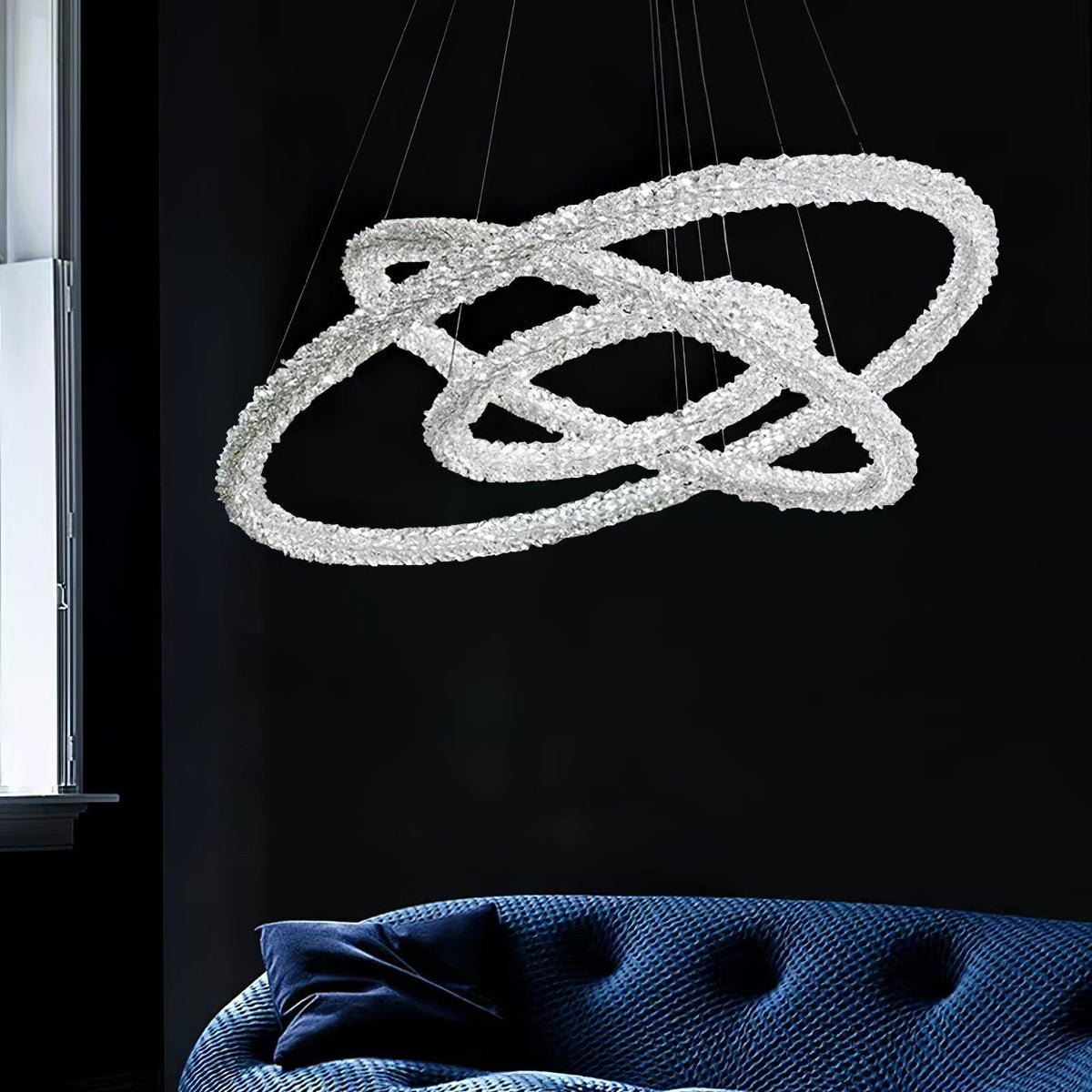 Candeeiro de teto Seleira com anel de cristal LED