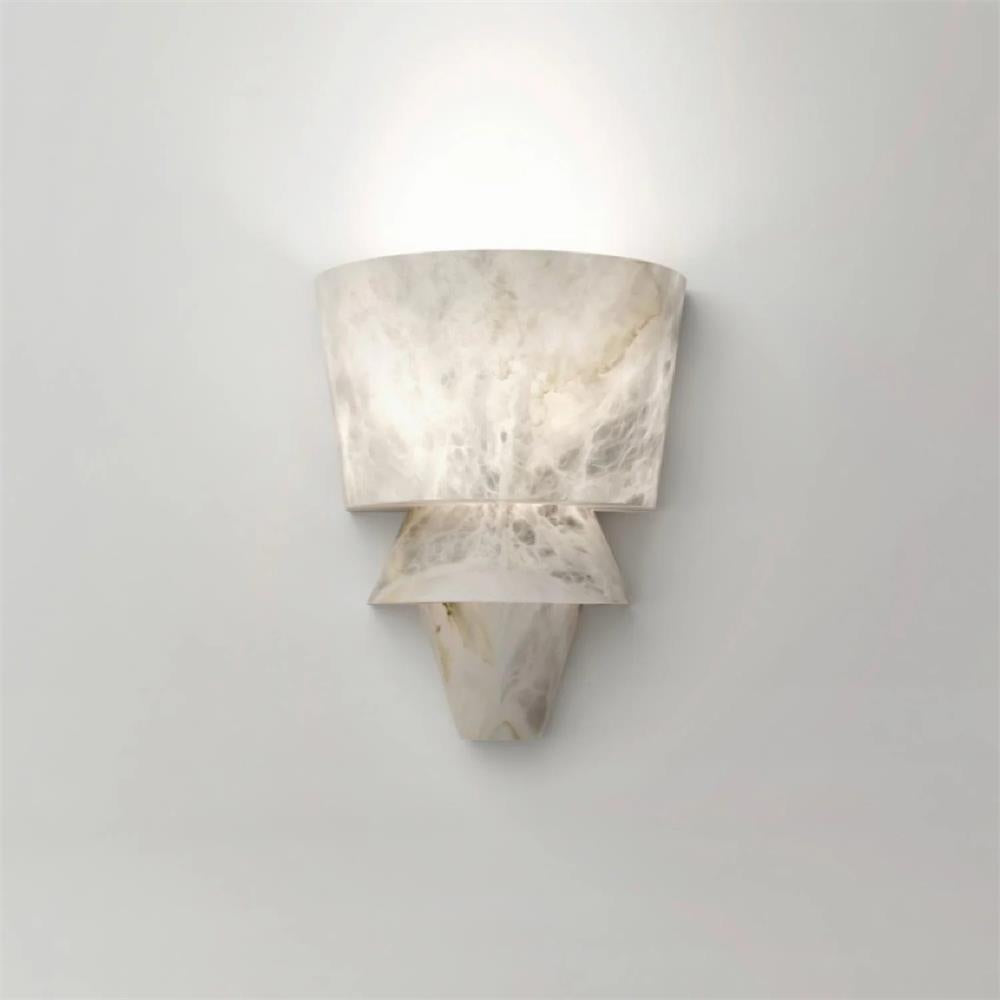 Alvian Wall Lamp Elegant White Alabaster Tiered