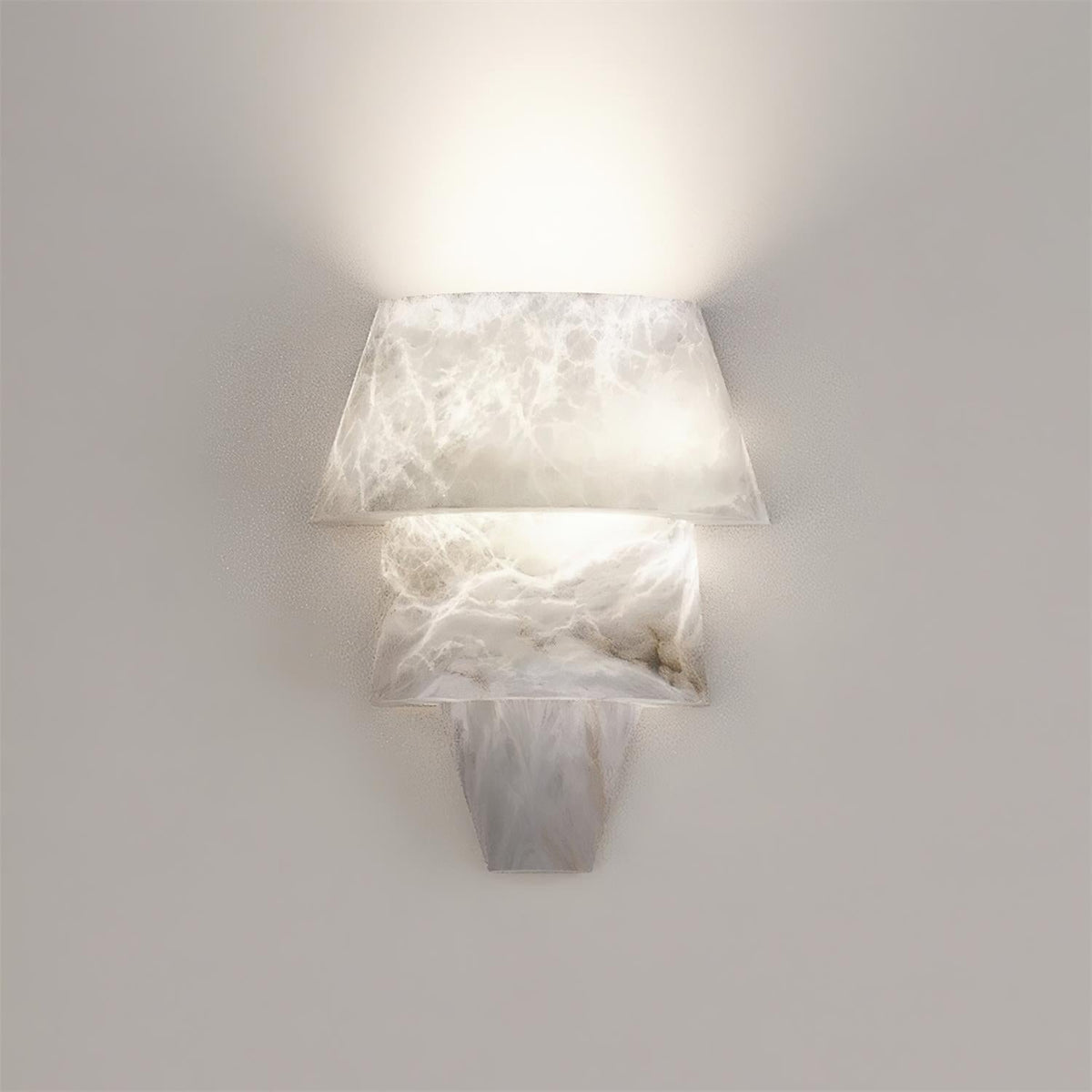Alvian Wall Lamp Elegant White Alabaster Tiered
