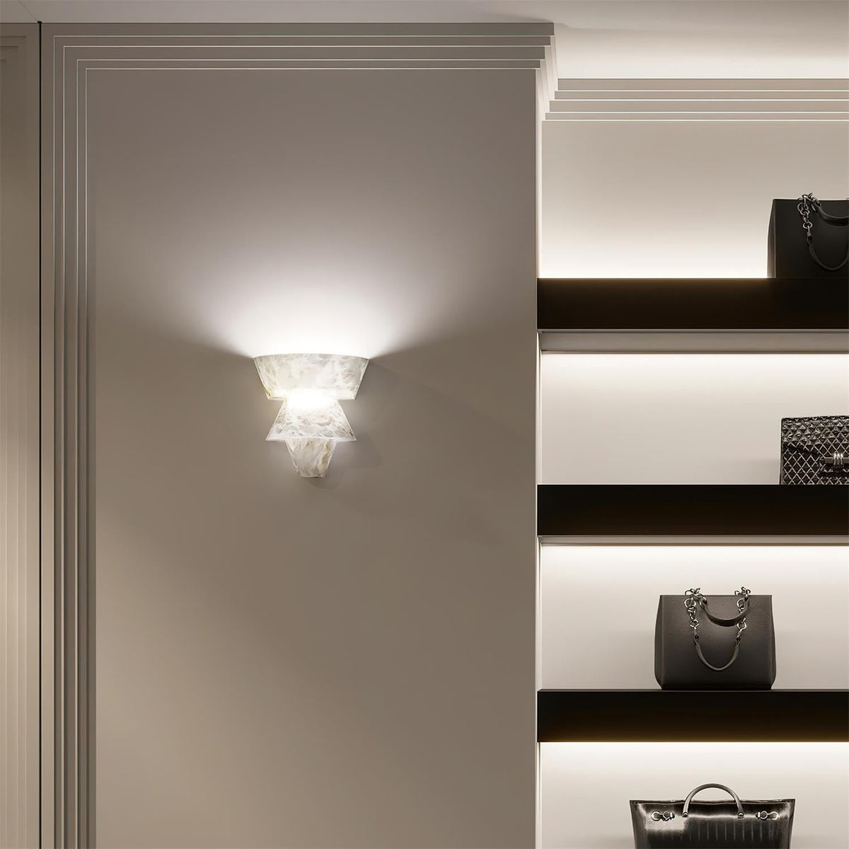 Alvian Wall Lamp Elegant White Alabaster Tiered
