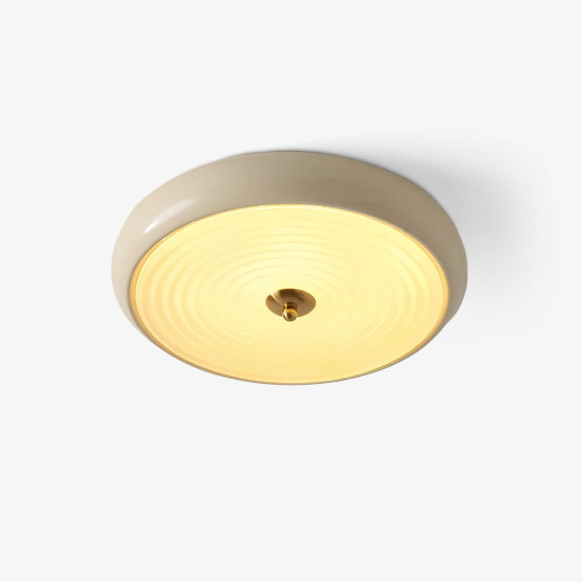 Utheara Moderne Minimalistisk Loftslampe i Cremefarvet Riflet Glas