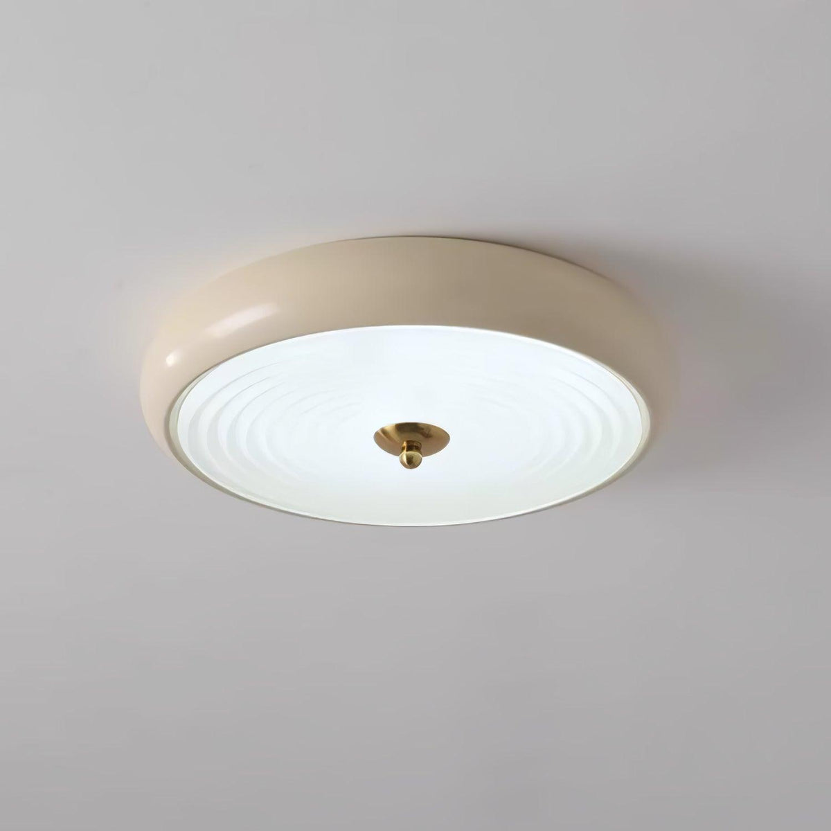 Utheara Moderne Minimalistisk Loftslampe i Cremefarvet Riflet Glas