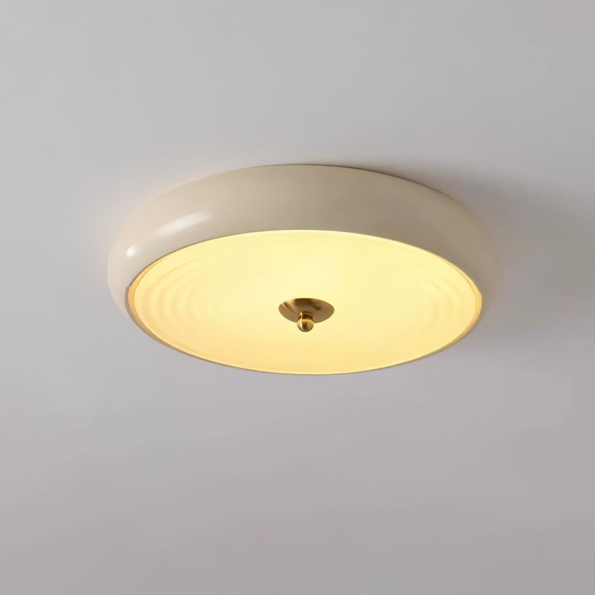 Utheara Moderne Minimalistisk Loftslampe i Cremefarvet Riflet Glas
