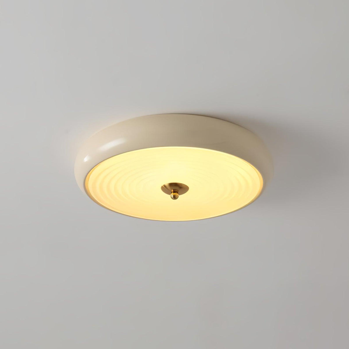 Utheara Moderne Minimalistisk Loftslampe i Cremefarvet Riflet Glas
