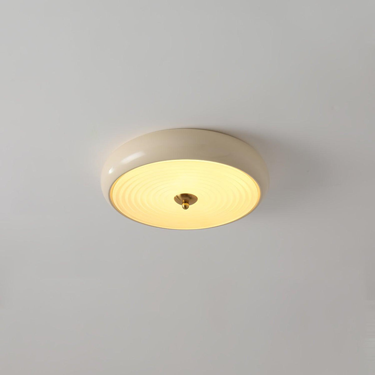 Utheara Moderne Minimalistisk Loftslampe i Cremefarvet Riflet Glas