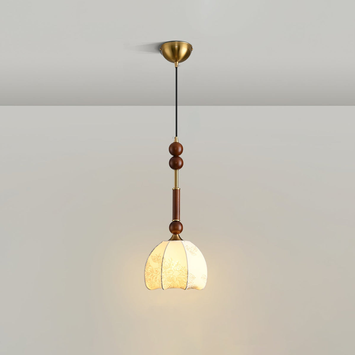 Yovelis vintage pendel-lampe i træ