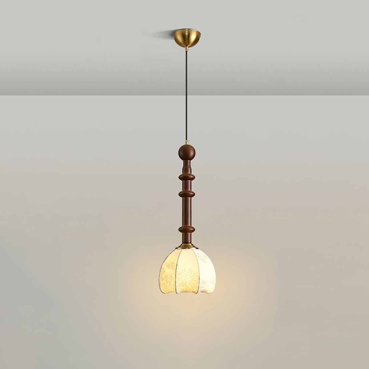 Yovelis vintage pendel-lampe i træ