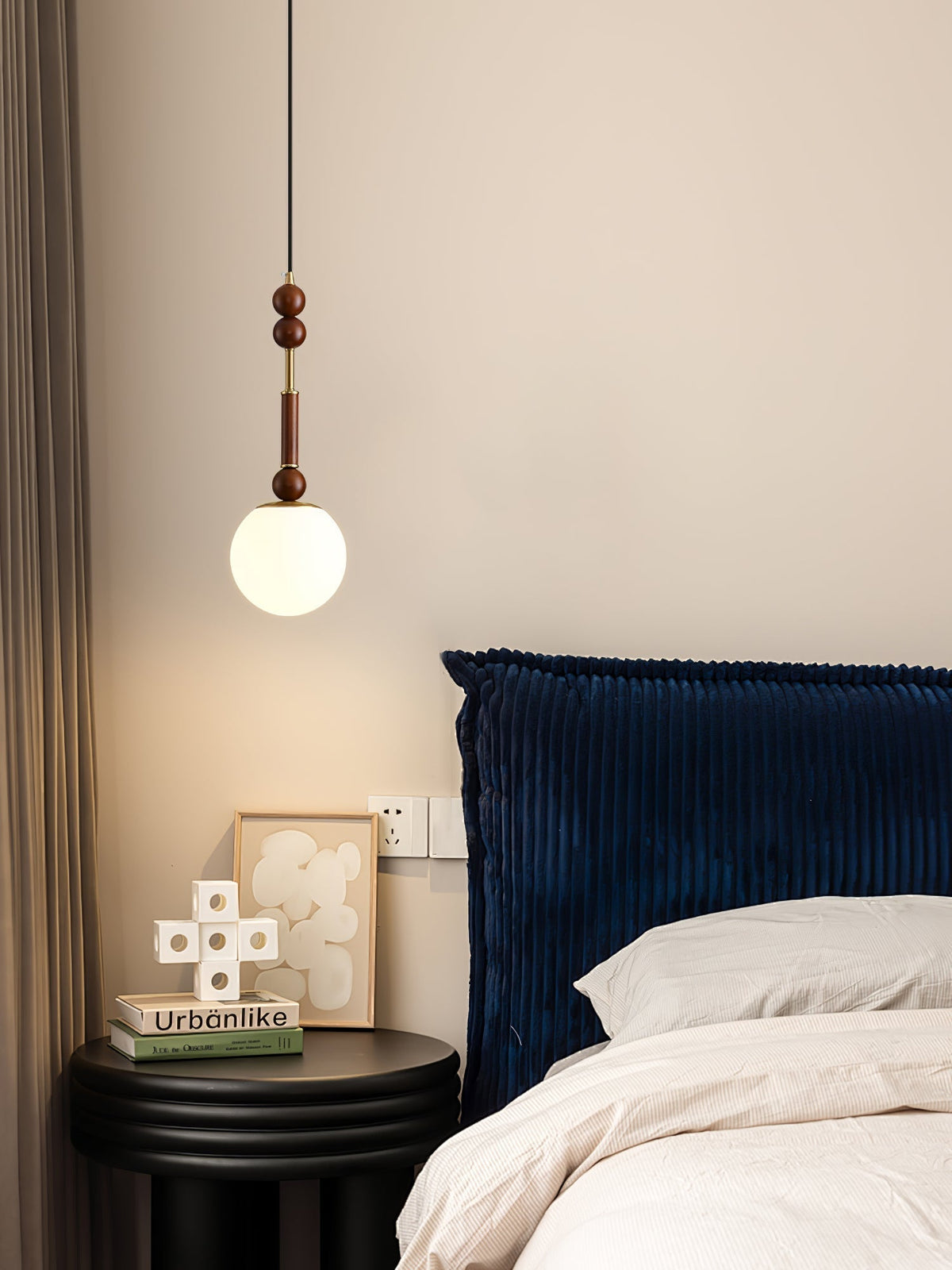 Yovelis vintage pendel-lampe i træ