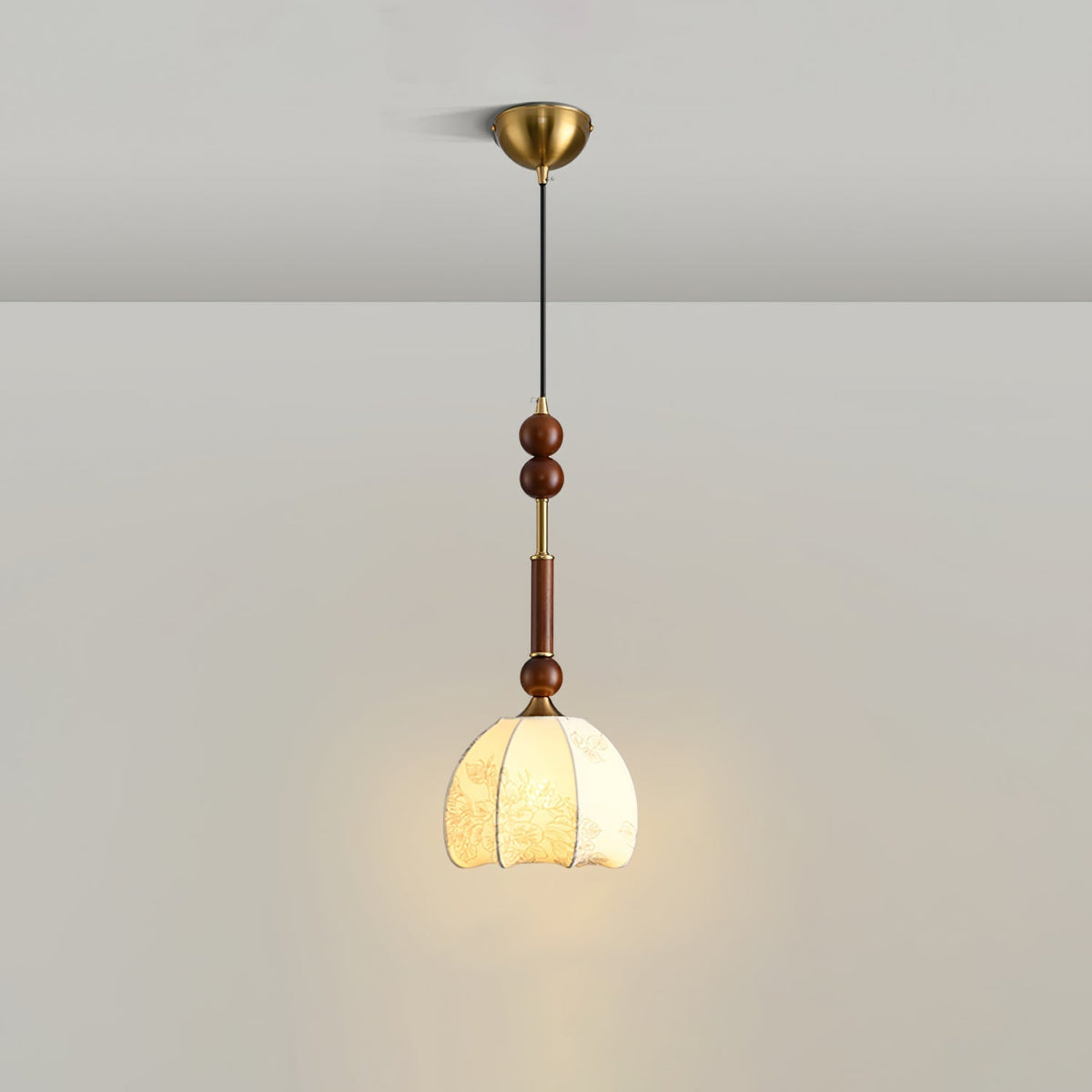 Yovelis vintage pendel-lampe i træ