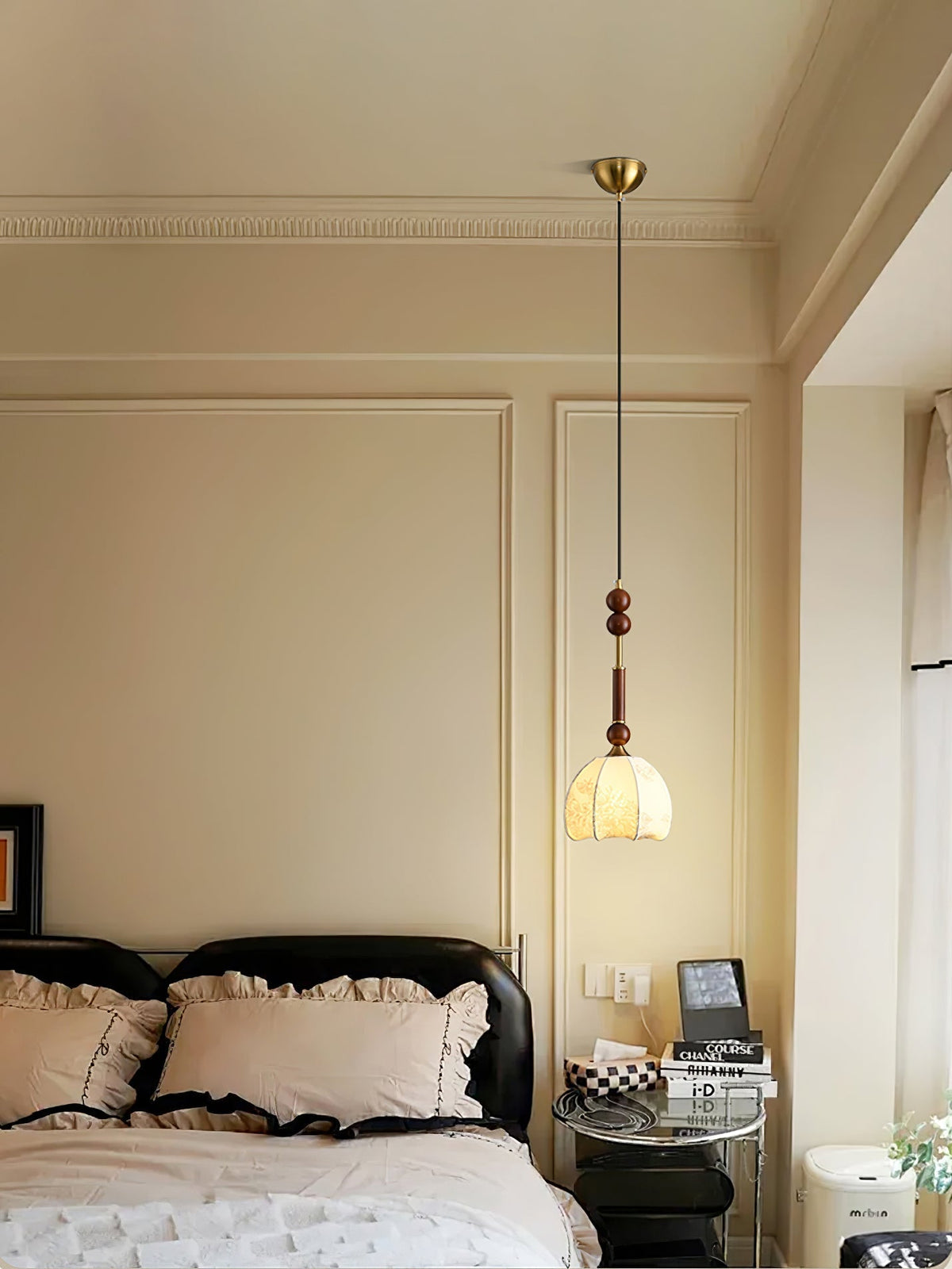 Yovelis vintage pendel-lampe i træ