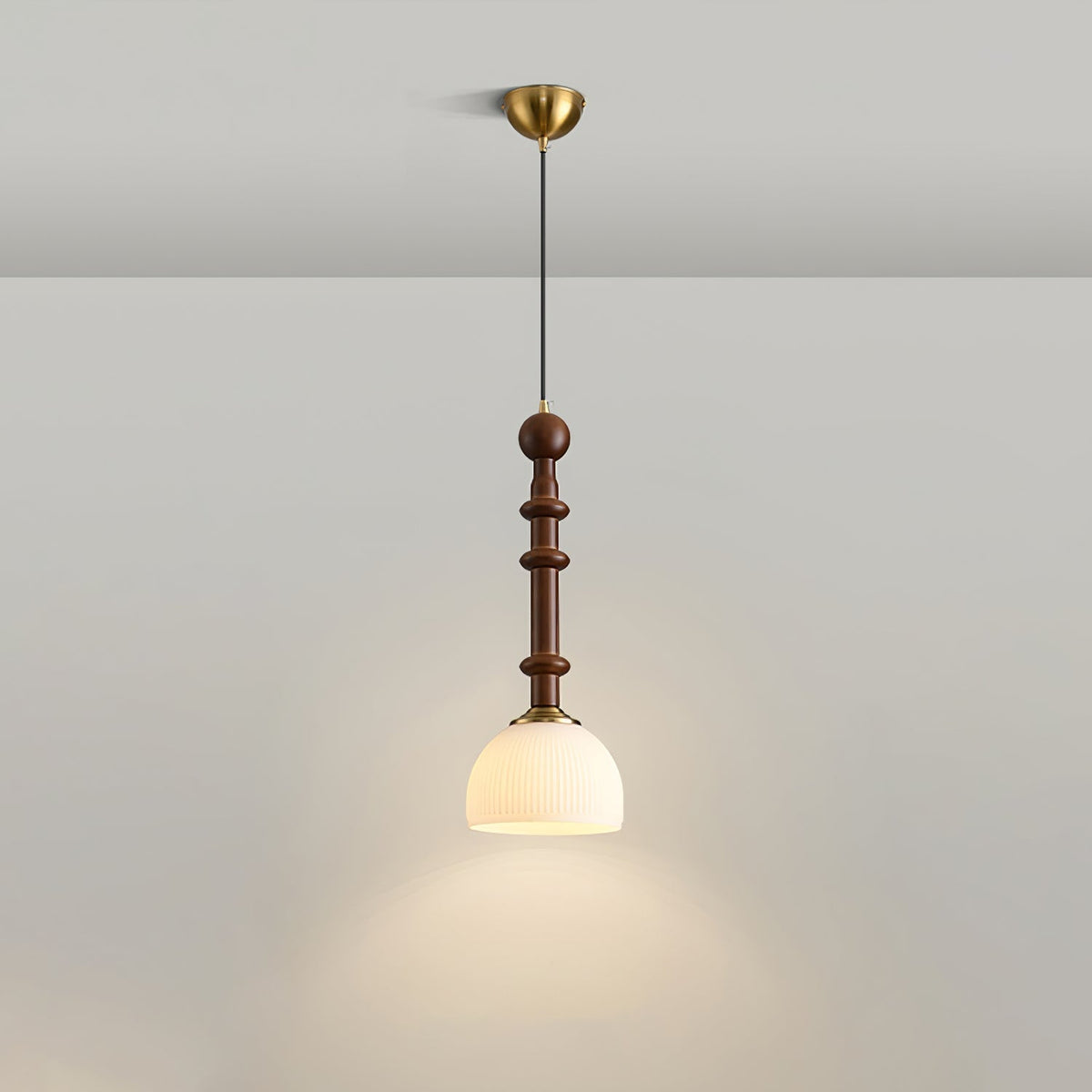Yovelis vintage pendel-lampe i træ