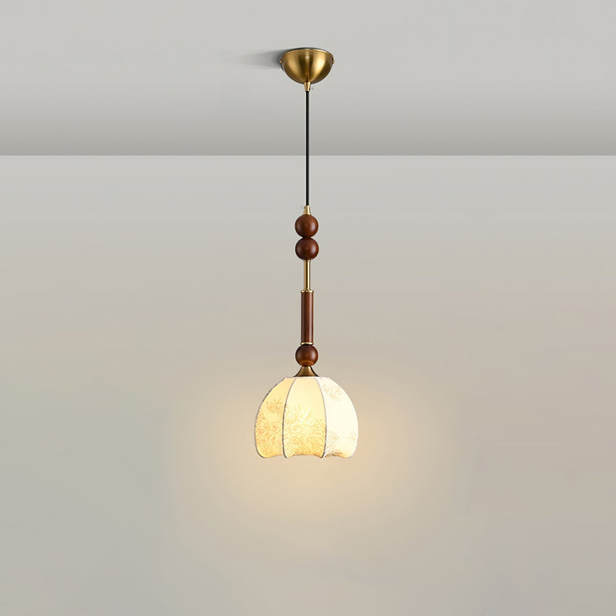 Yovelis vintage pendel-lampe i træ