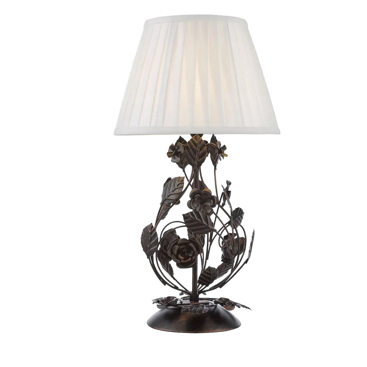 Elarenne bordlampe i smedejern med rose