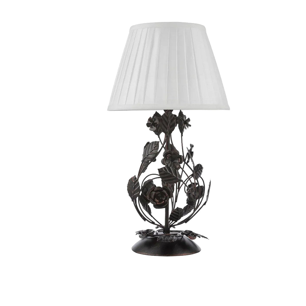 Elarenne bordlampe i smedejern med rose