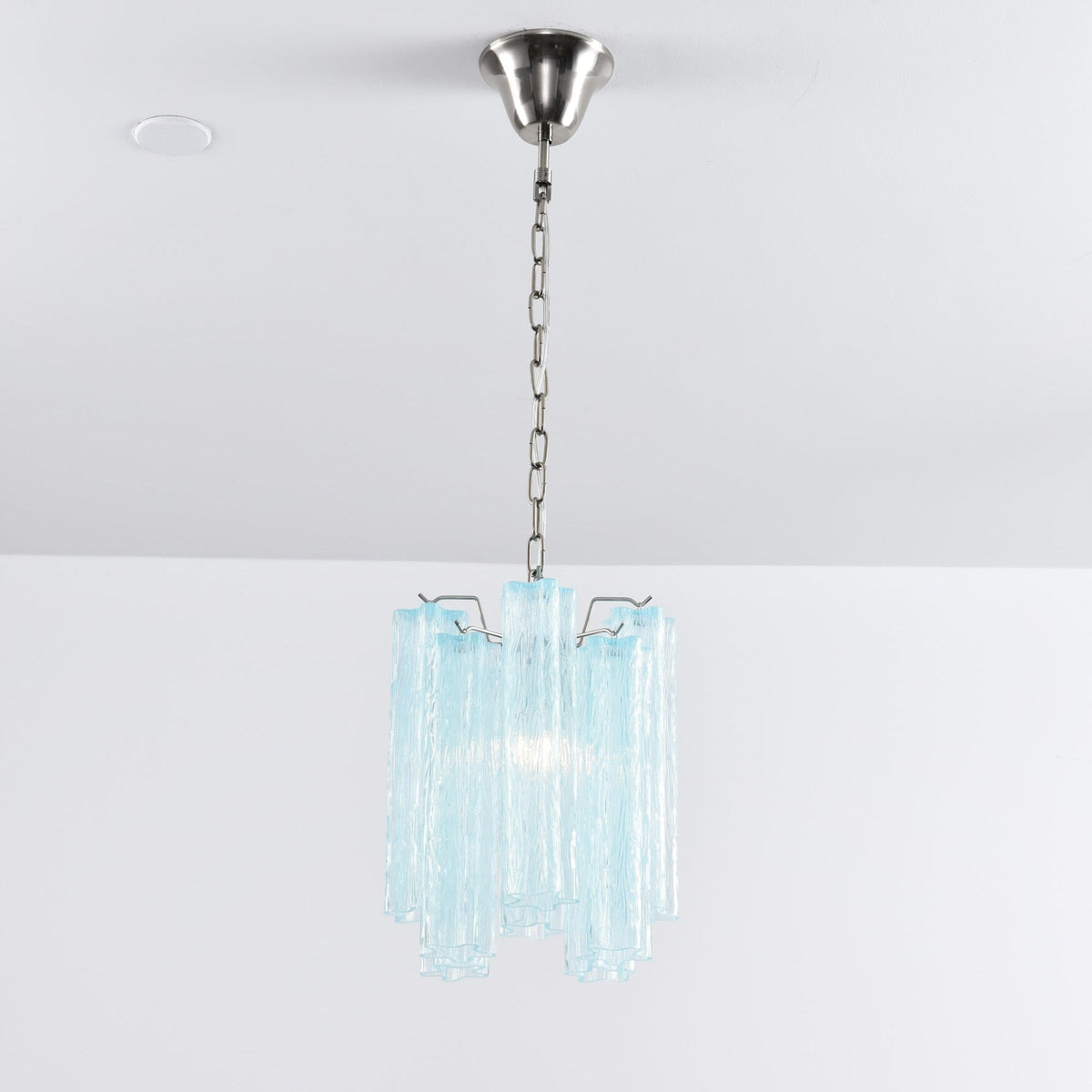 Lioroella lysekrone i Murano-glas med lyserød gradient
