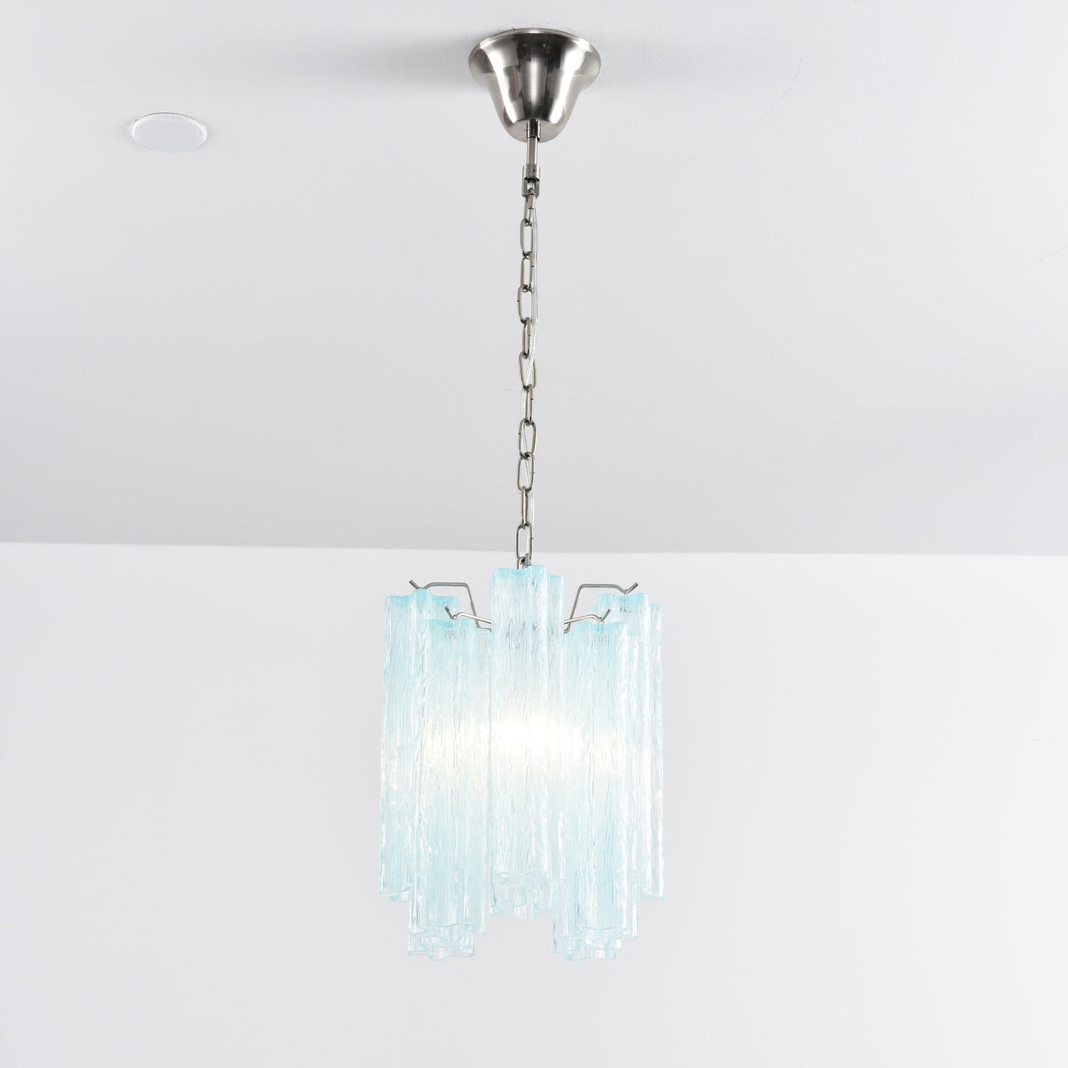 Lioroella lysekrone i Murano-glas med lyserød gradient