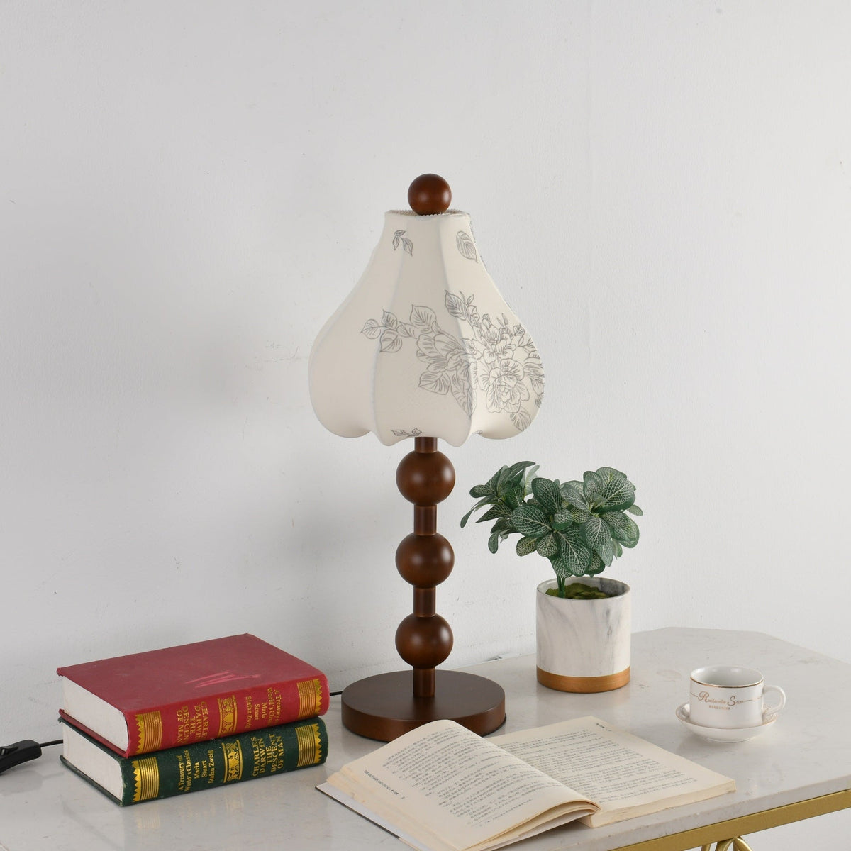Mirerelle vintage borðlampi með textílskermi