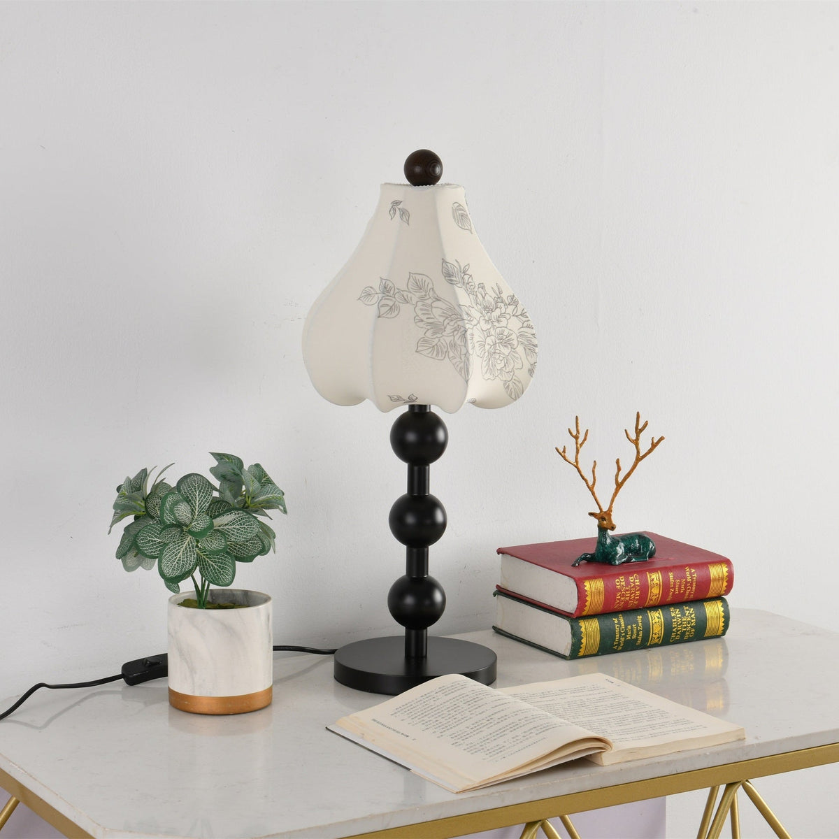 Mirerelle vintage borðlampi með textílskermi