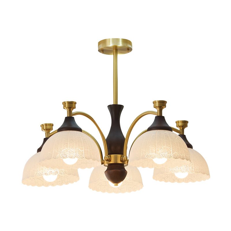 Avvynila traditionel elegant vintage-lysekrone i messing og træ