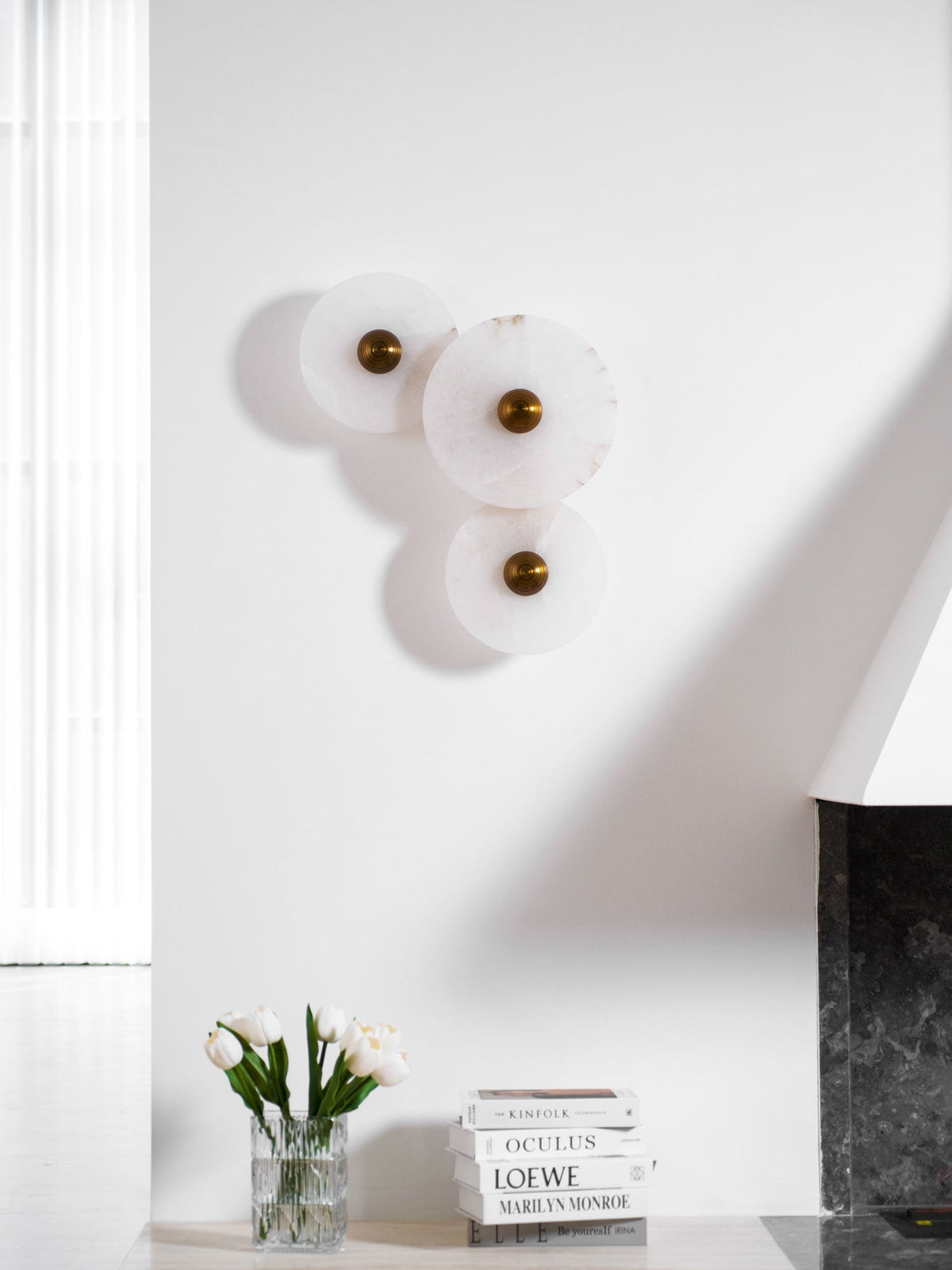 Candeeiro de teto minimalista em alabastro