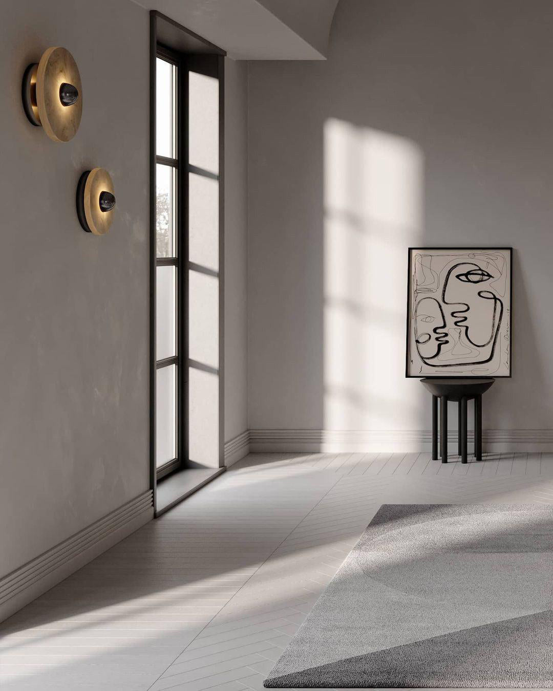 Apollo rund alabastervägglampa