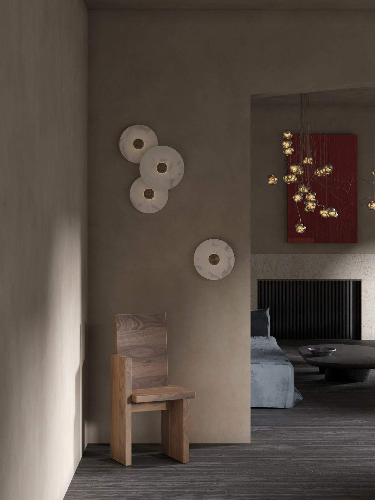 Apollo rund alabastervägglampa