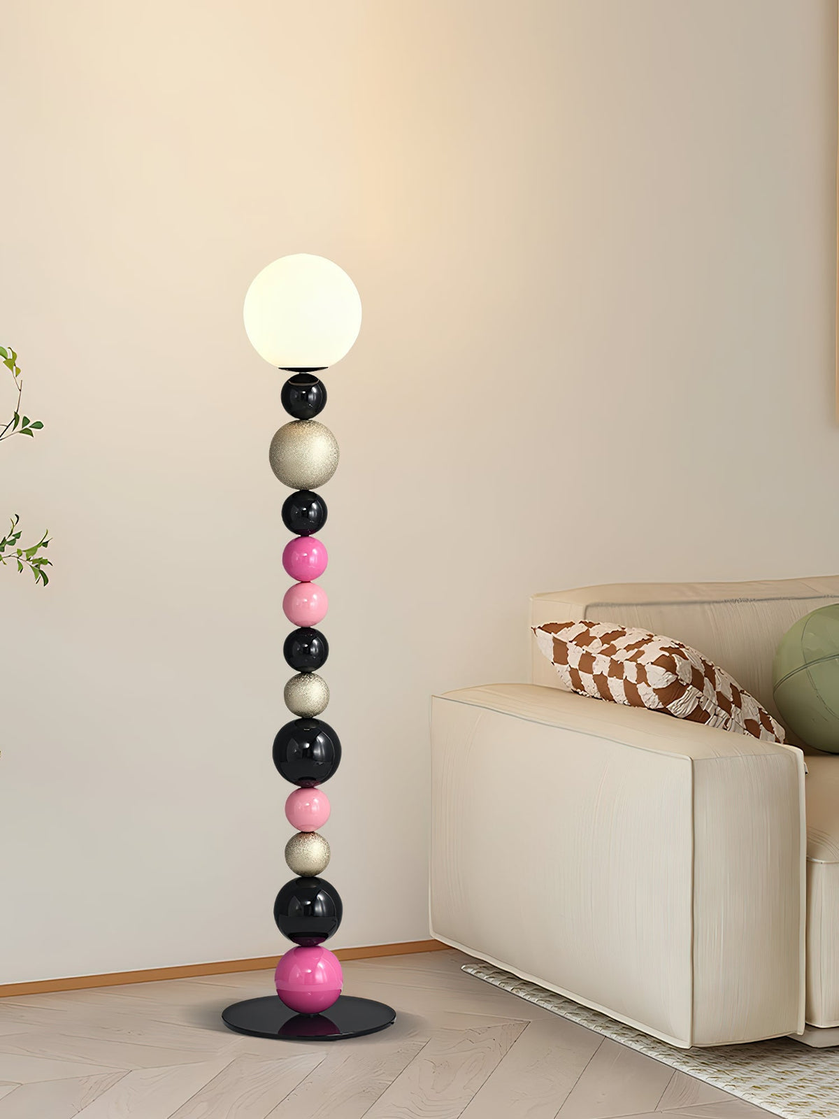 Kaleido gulvlampe med runde stablede kugler