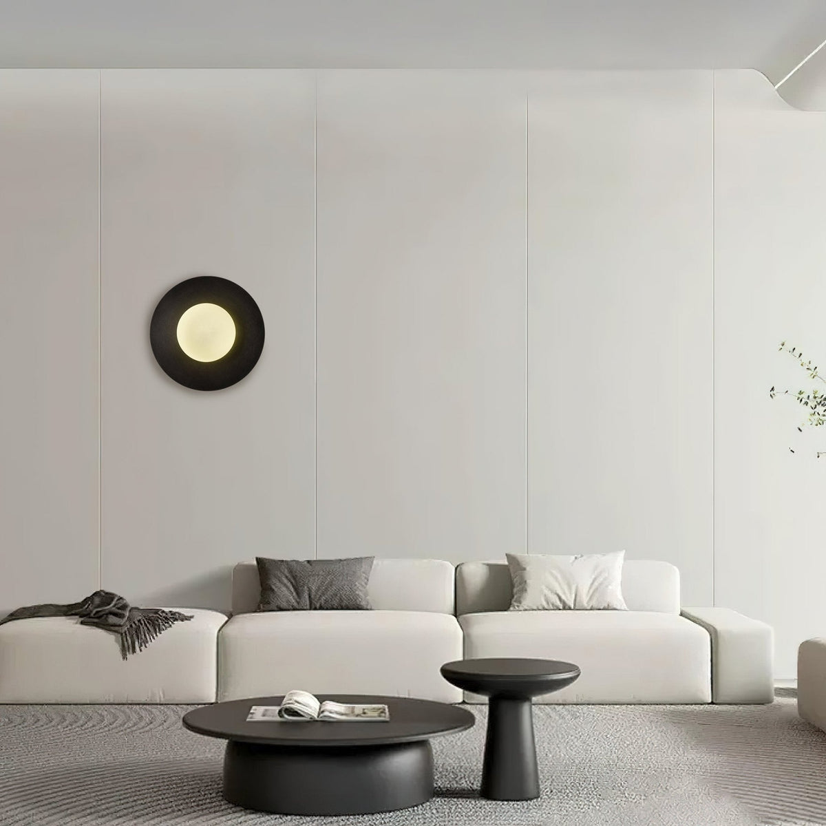 Elem modern minimalistisk rund vägglampa i konstglas och mässing