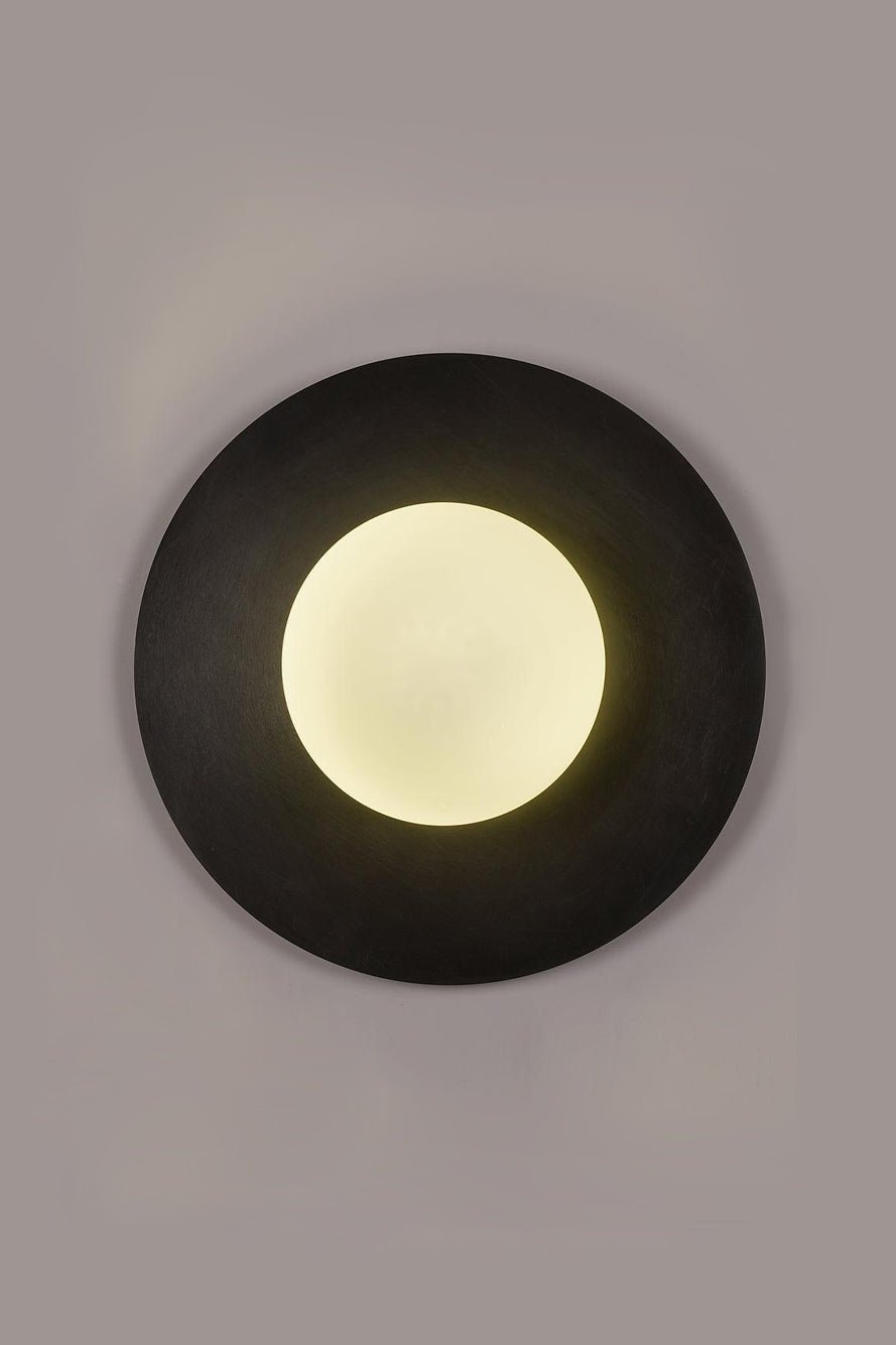 Elem modern minimalistisk rund vägglampa i konstglas och mässing