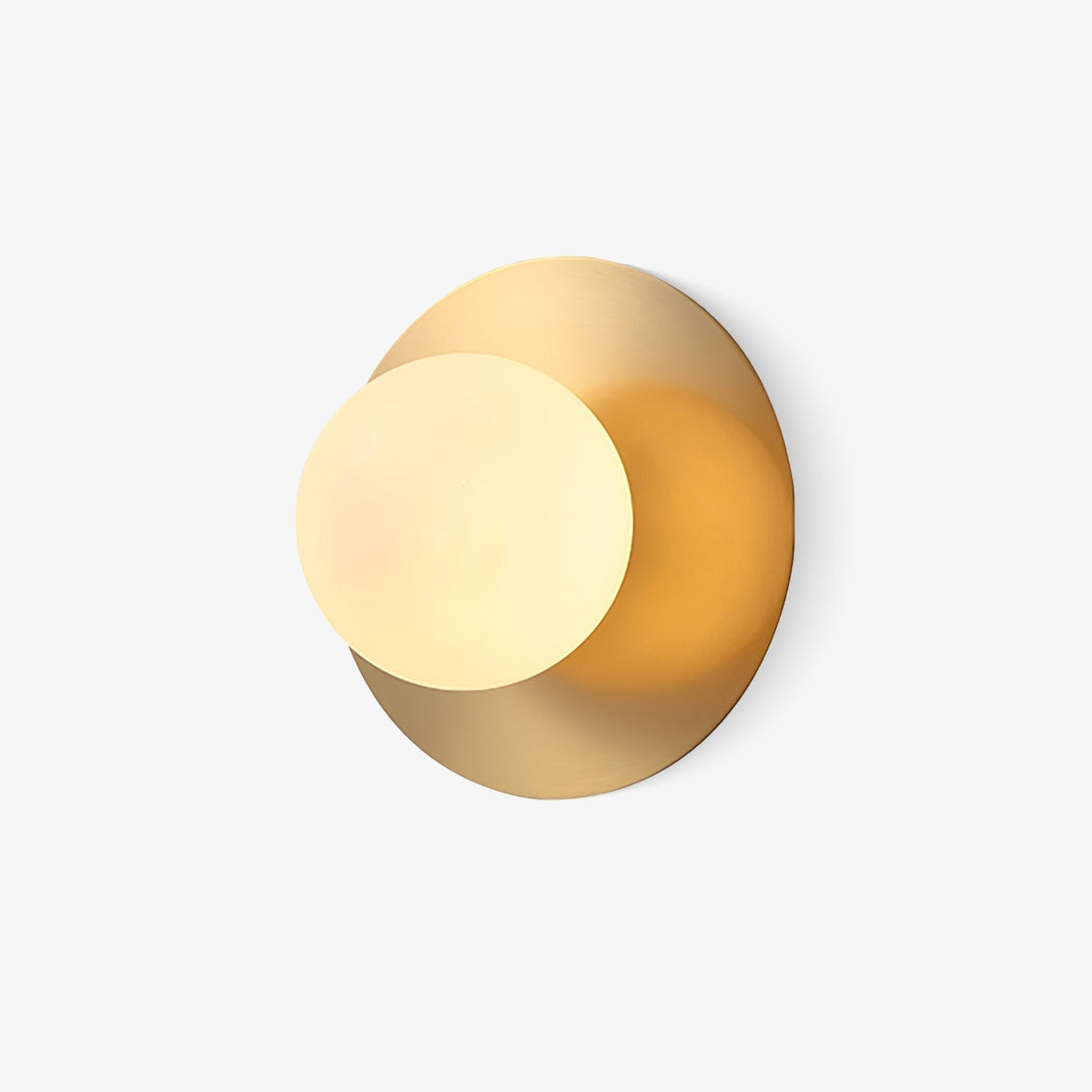 Elem modern minimalistisk rund vägglampa i konstglas och mässing