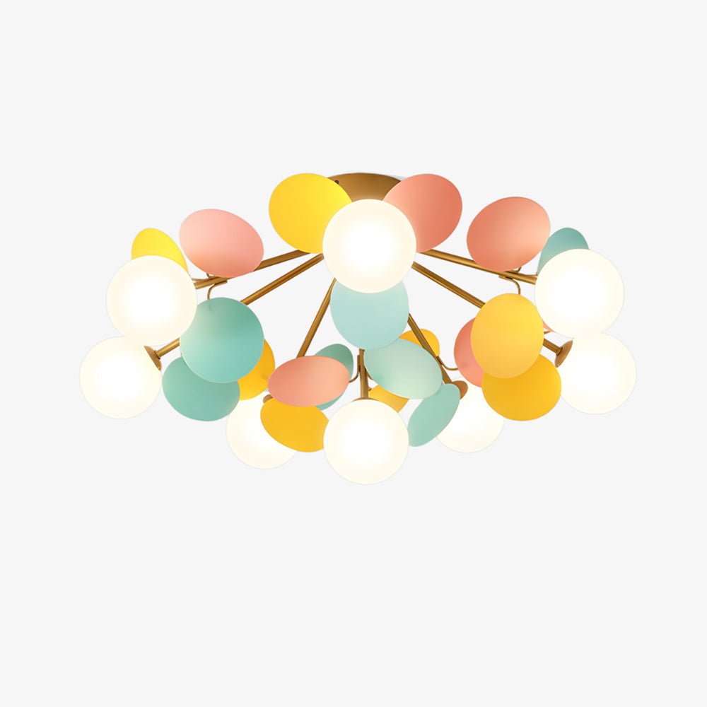 Renanina rund loftslampe i makronstil med pastelfarver