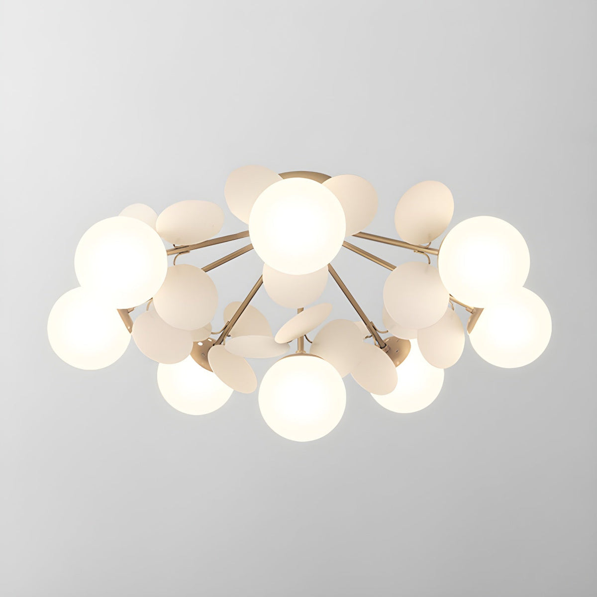 Renanina rund loftslampe i makronstil med pastelfarver