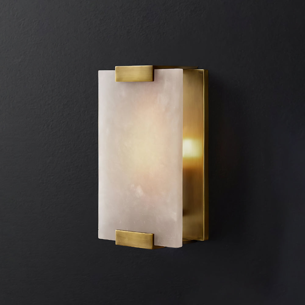 Velen-vägglampa med alabasterpanel och glöd