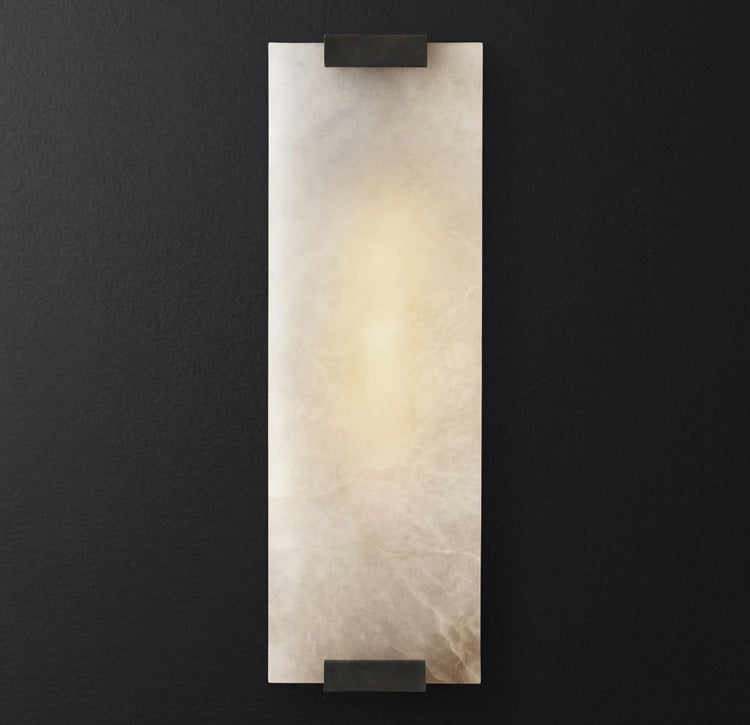 Velen-vägglampa med alabasterpanel och glöd