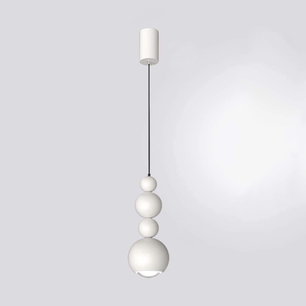Muto vintage LED-pendellampa med klotformad kupa Vit Metall Trä Sovrum