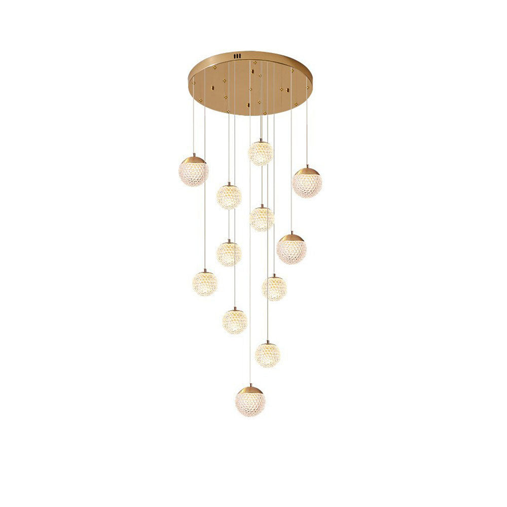 Arisha moniosainen moderni art deco -tyylinen porrastettu riippuvalaisin, kultainen