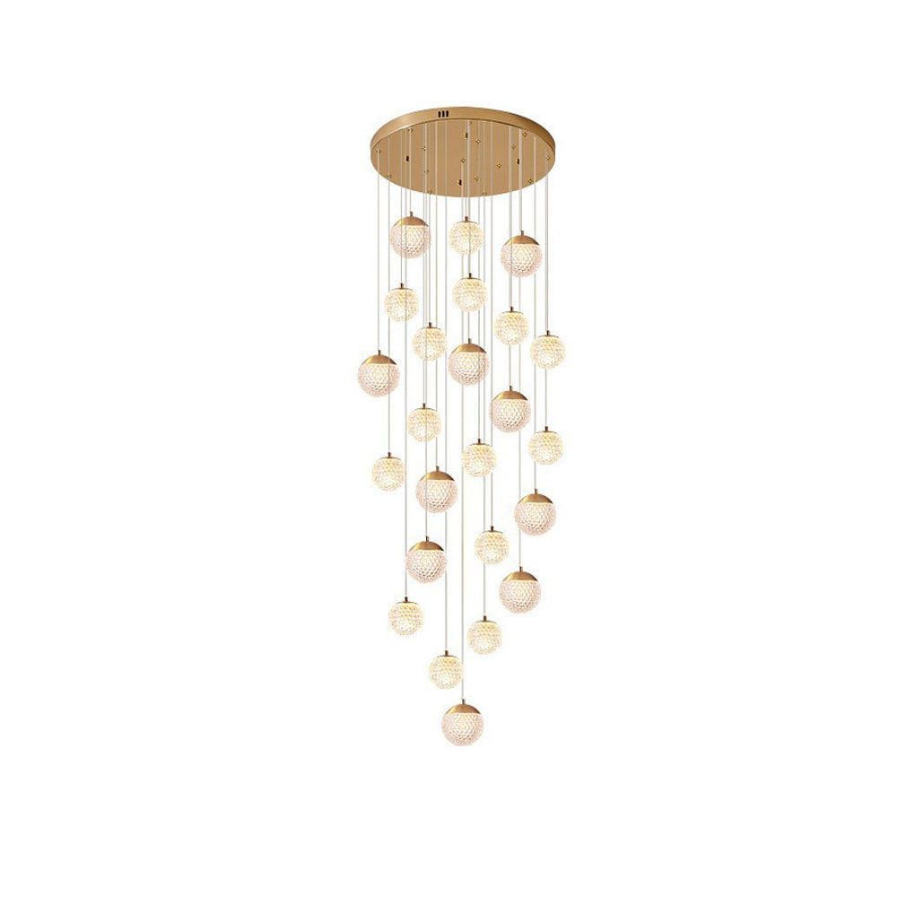 Arisha moniosainen moderni art deco -tyylinen porrastettu riippuvalaisin, kultainen