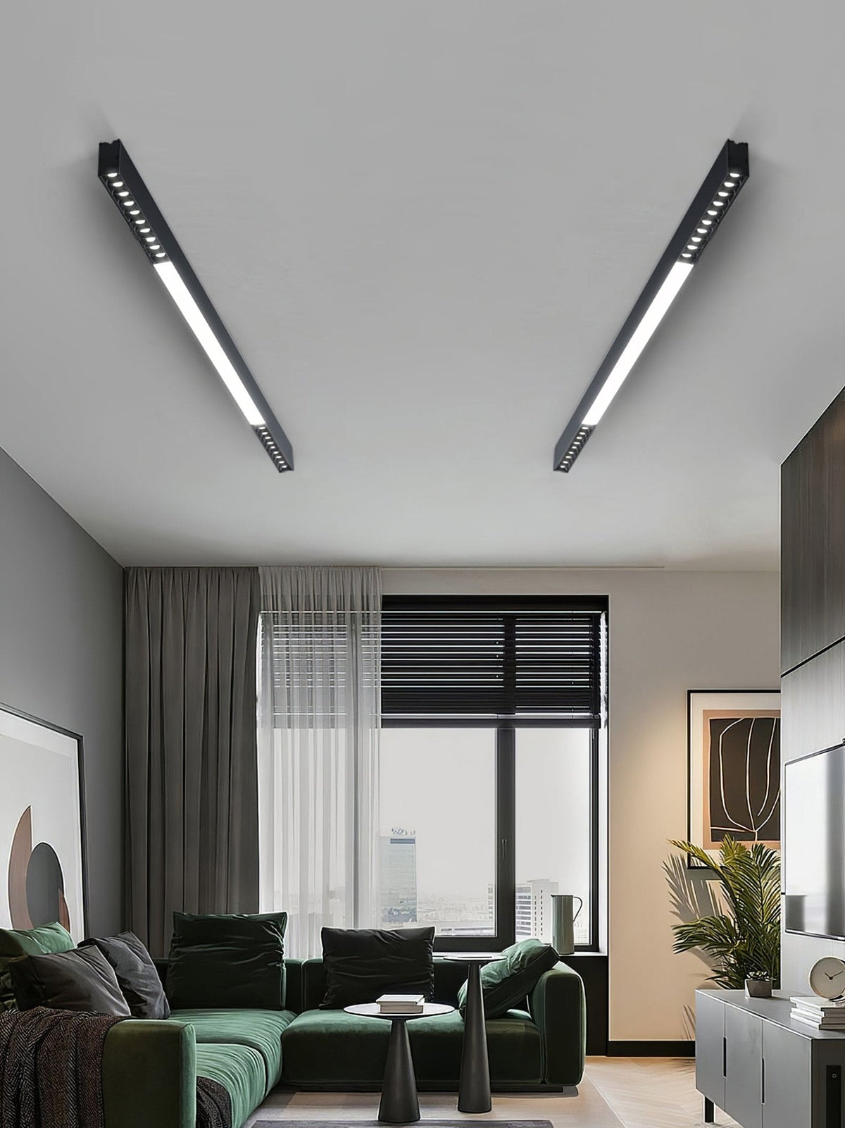Line modern svävande lampa i aluminium
