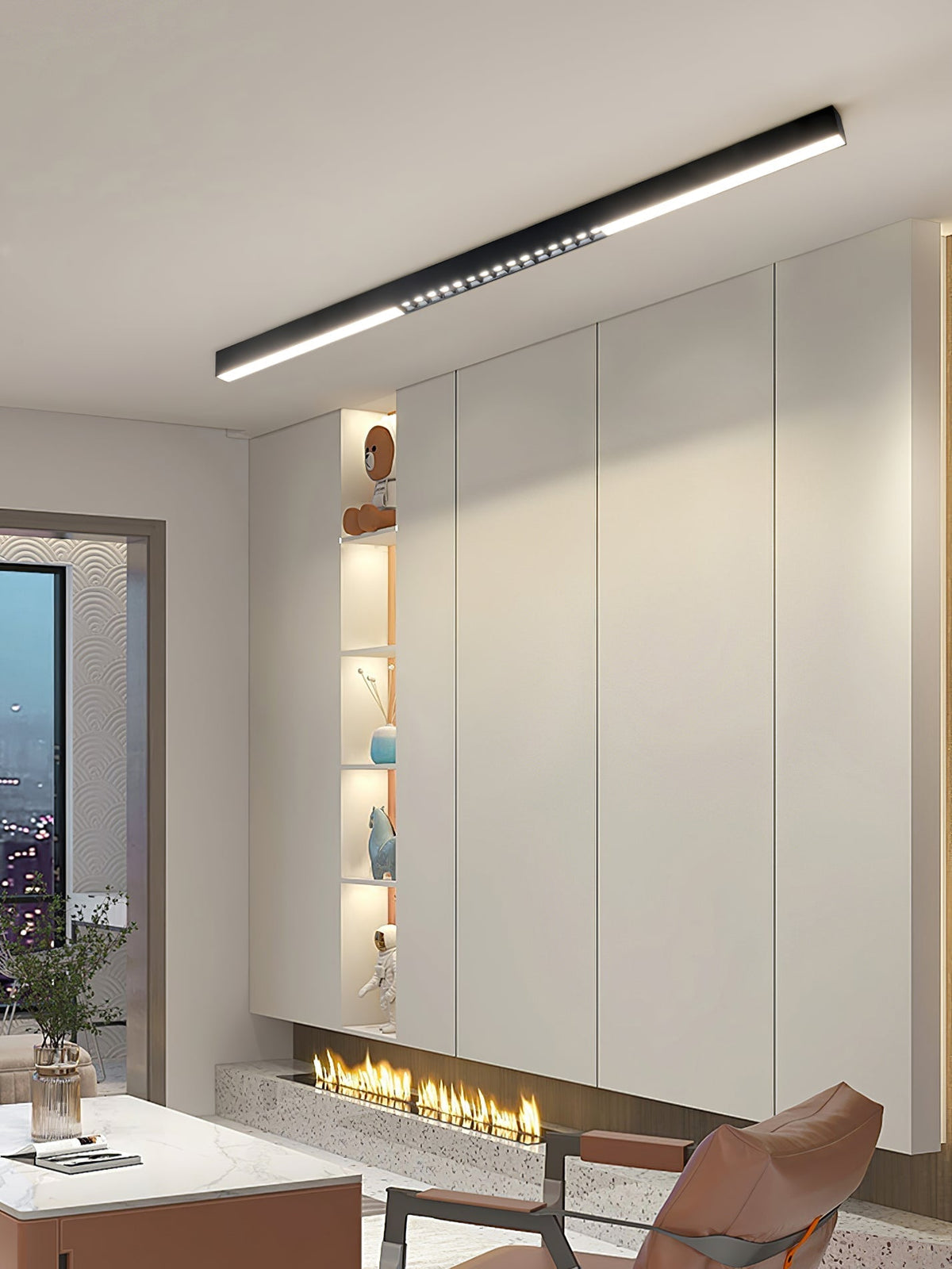 Line modern svävande lampa i aluminium