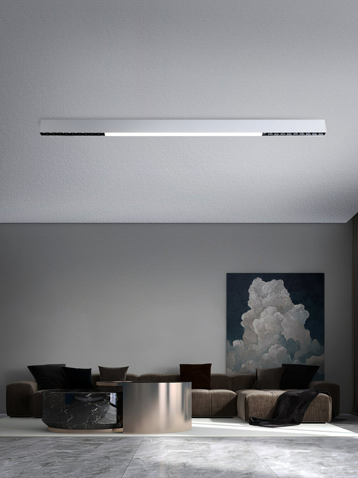 Line modern svävande lampa i aluminium