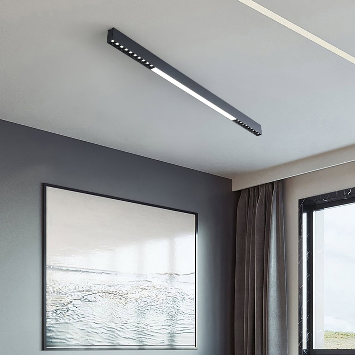 Line modern svävande lampa i aluminium