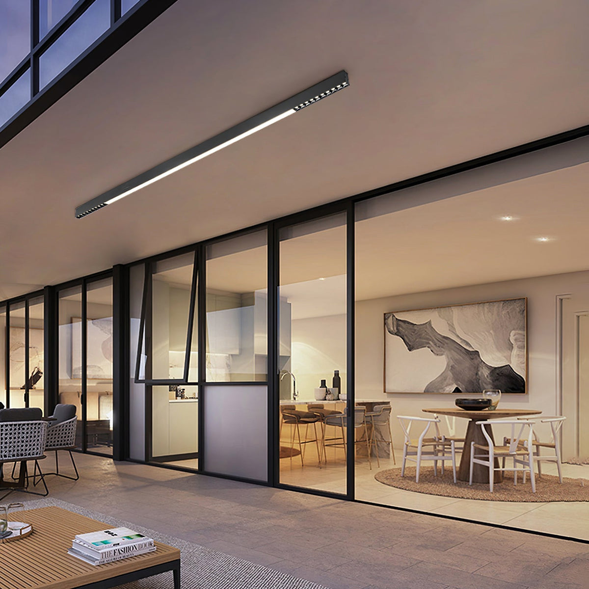 Line modern svävande lampa i aluminium