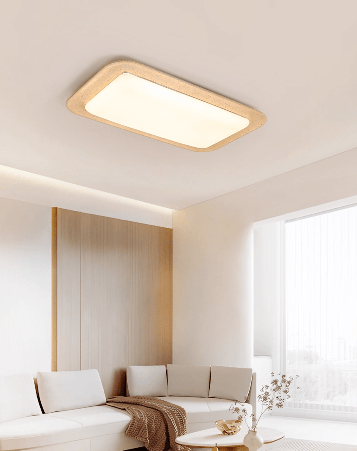 Zirke-loftslampe i travertin
