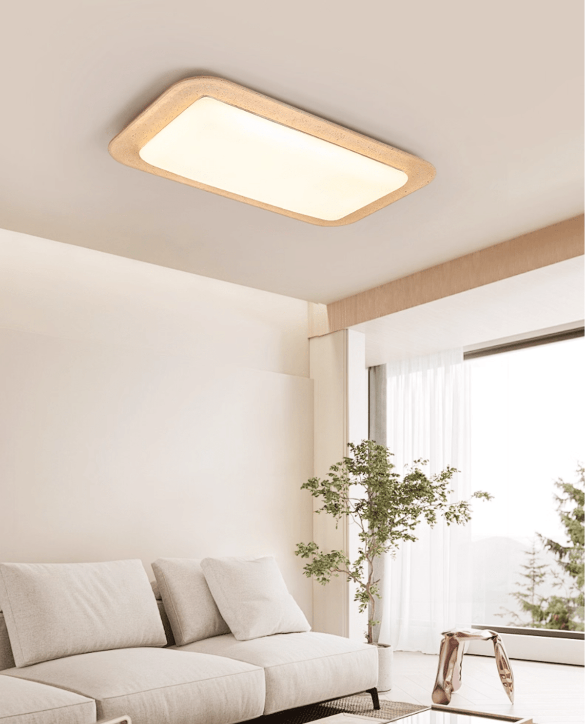 Zirke-loftslampe i travertin