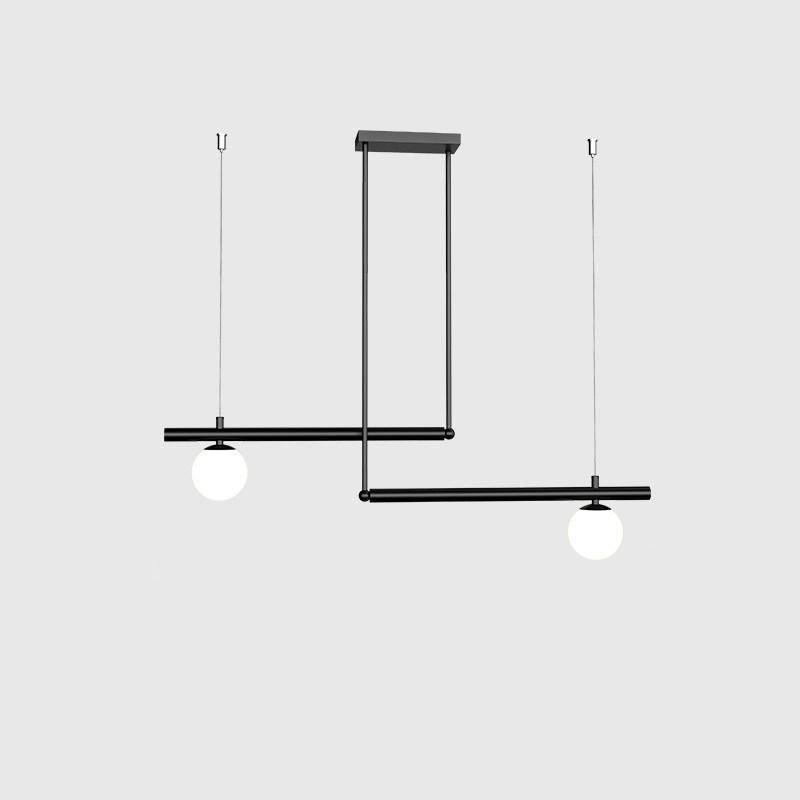 Estix pendellampe i messing, lineær, satellit, minimalistisk