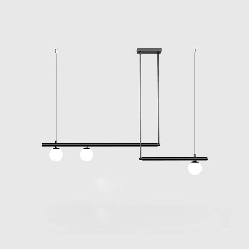 Estix pendellampe i messing, lineær, satellit, minimalistisk