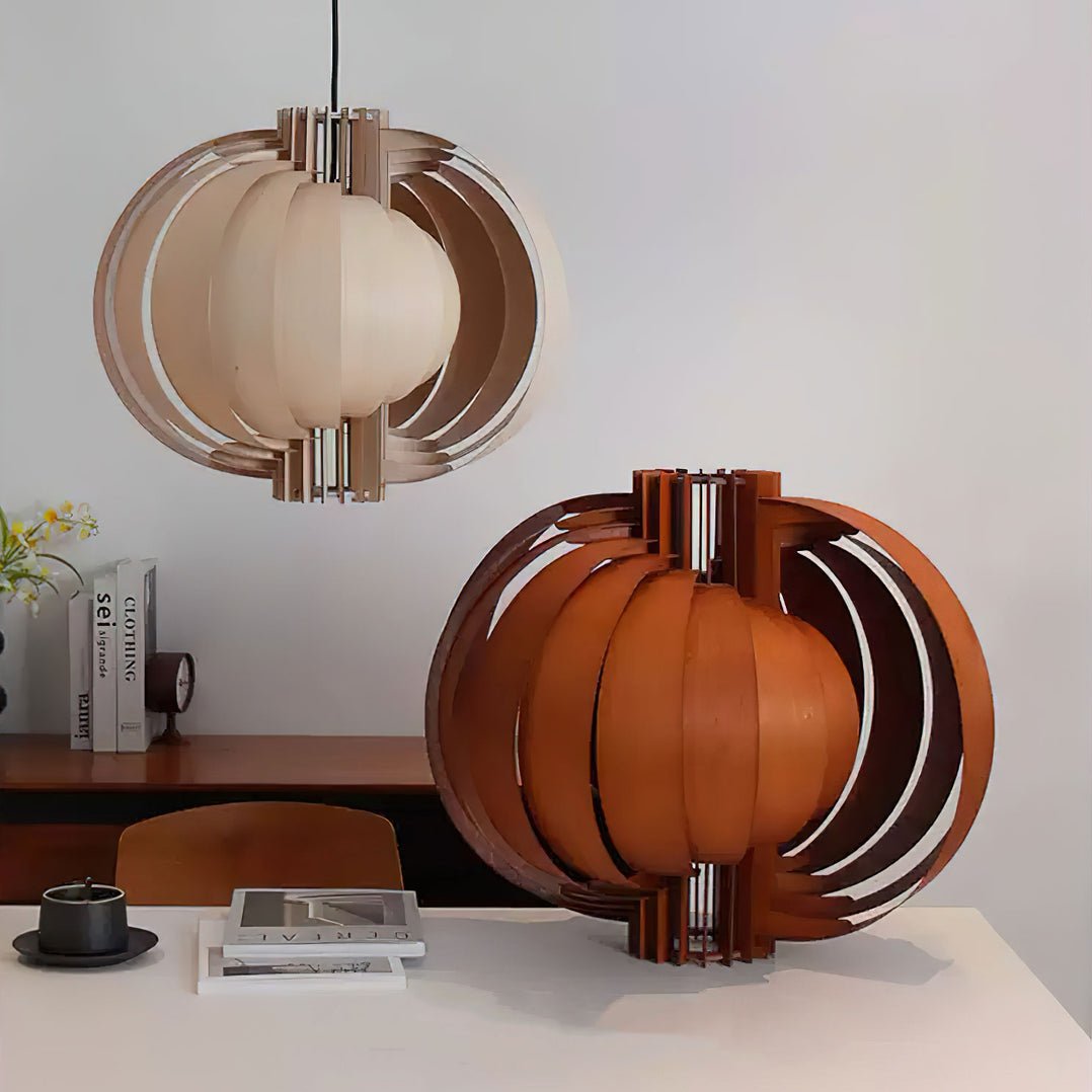 Candeeiro suspenso de madeira com aro elegante premium Ivraeus