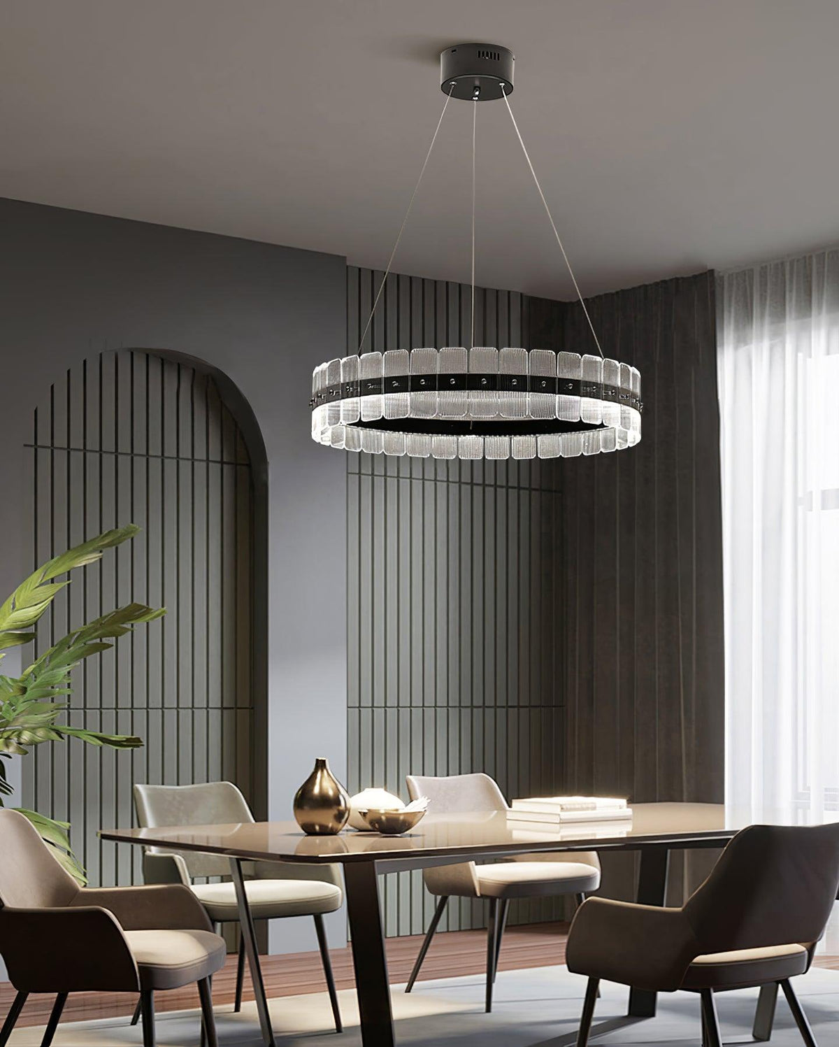 Kynell Saturno LED -kattokruunu akryylipaloilla
