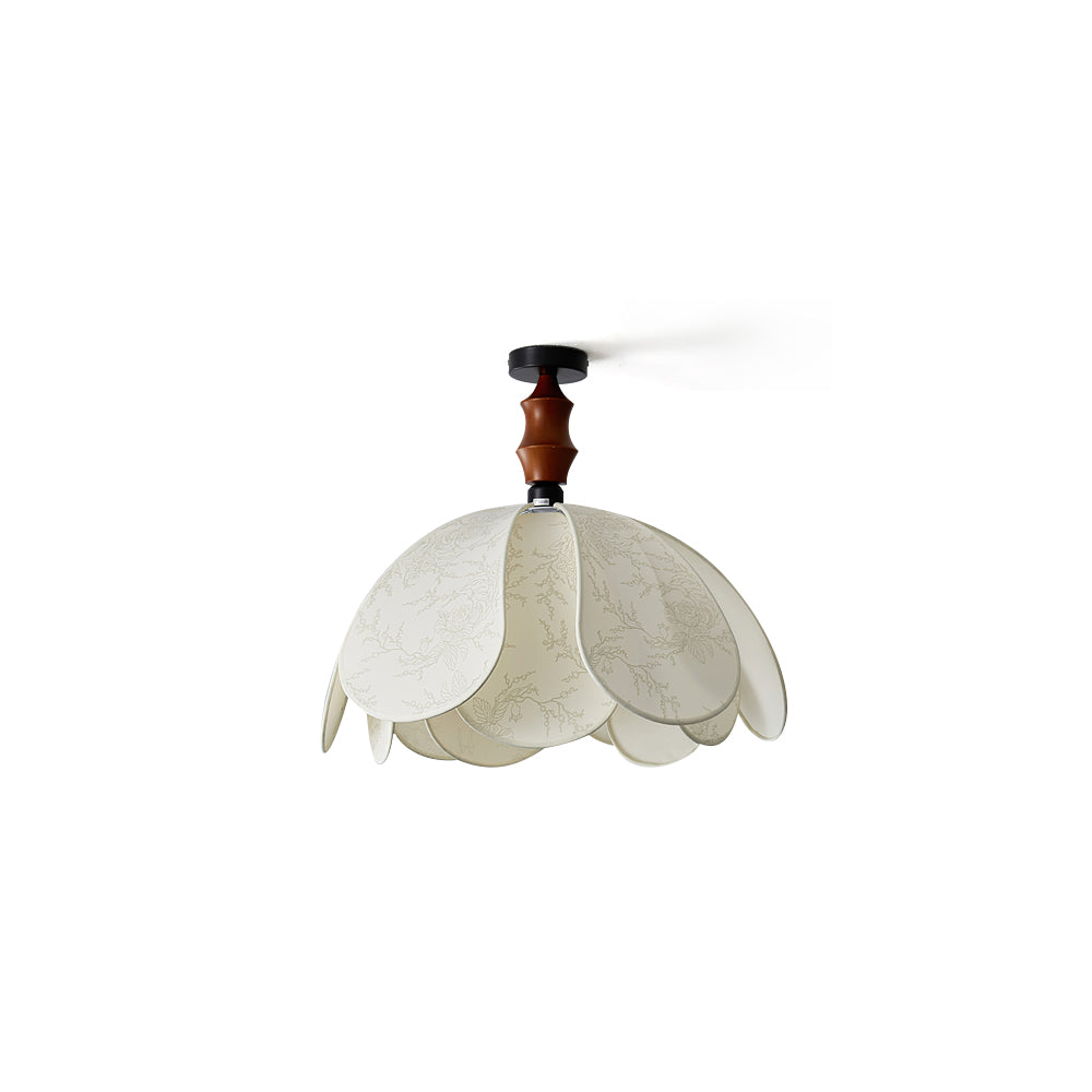 Candeeiro de teto boho de tecido com recortes ondulados